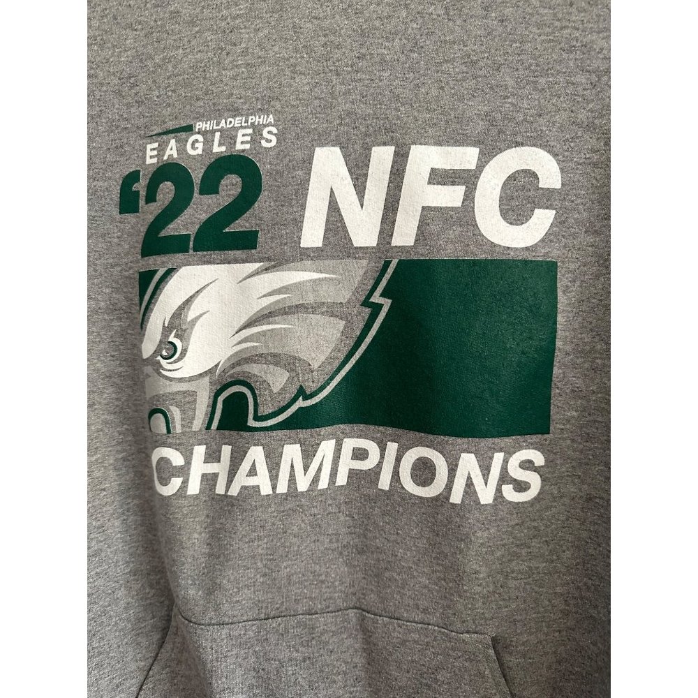 Jerzees Philadelphia Eagles "22 NFC Gray Black Men's 2XL Hoodie CHECK PHOTOS - Picture 3 of 9